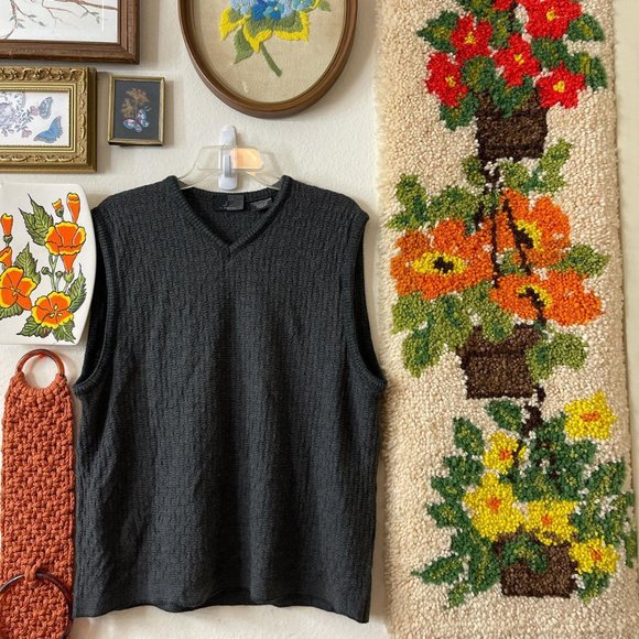 Vintage 90's Gray Knit Sweater vest - Picture 1 of 4